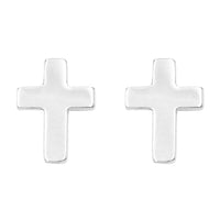Petite Cross Religious Stud Earrings (Sterling Silver Dipped, 0.30")