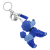 Whimsical Crystal Covered Plush Sparkling Key Ring with Tassel Keychain Car Fob Handbag Charm (Blue Poodle Dog)