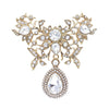 Stunning Statement Glass Crystal Teardrop Flower Shirt Collar Brooch Pin, 3"
