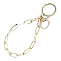 Stunning Oblong Links Chain Bracelet Key Ring Lobster Claw Clasp Detachable Wristlet Strap For Handbag Purse Clutch, 8.5 (Gold Tone)
