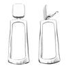 Stunning Metal Rectangular Geometric Open Hoop Statement Clip On Earring, 3.75" (Polished Silver Tone)