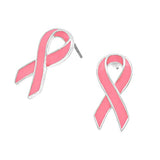 Breast Cancer Awareness Beautiful Pink Ribbon Enamel Stud Earrings.75