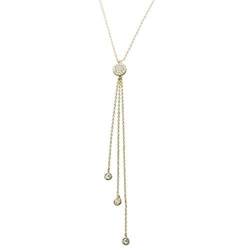 Cubic Zirconia Simple Strand Y Necklace (Gold Color)