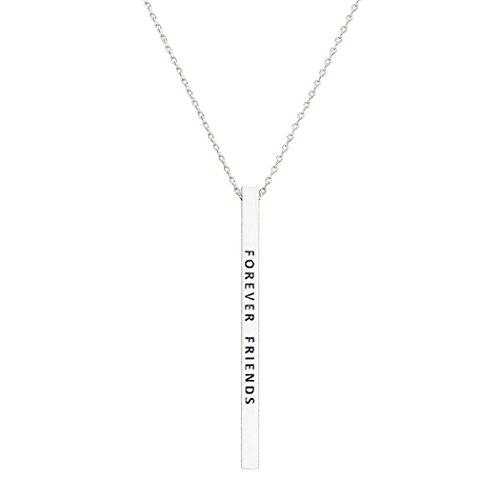 Simple Vertical Bar Pendant Necklace "Forever Friends"