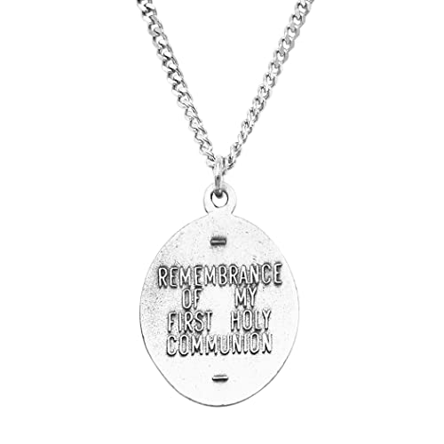 Rosemarie's Religious Gifts Oval First Communion Chalice Medal Pendant Necklace, 18"