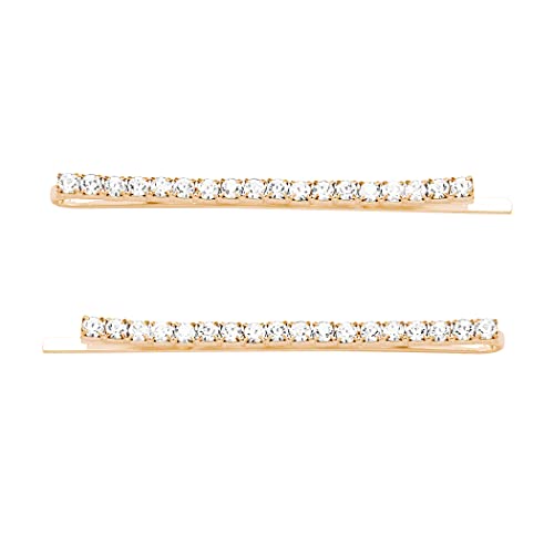 Rosemarie Collections Women's Crystal Rhinestone Sparkle Hair Clip Bobby Pins (Small Clear Crystal Gold Tone)