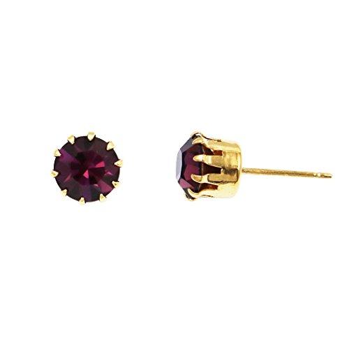 Swarovski Crystal Simple Stud Earrings (Dark Purple)