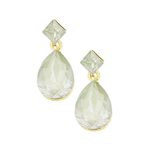 Opalescent Glass Crystal Square Teardrop Dangle Earrings (Grey)