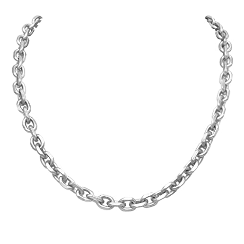 Stunning Matte Metal Chunky Cable Link Necklace Chain, 20"+3" Extender (Silver Tone)