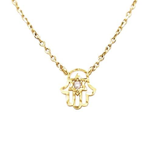 Charm Pendant Necklace "Evil Eye Hamsa Hand" (14K Gold Dipped)