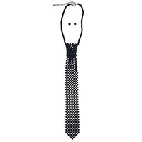 Stunning 6mm Simulated Pearl Necktie Necklace And Stud Earrings Gift Set, 14"+3" Extender (Black Pearl Silver Tone)