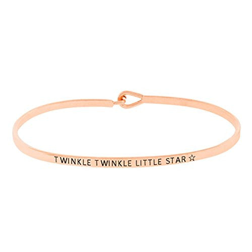 Thin Hook Bangle Bracelet "Twinkle Twinkle Little Star" (Rose Gold Color)