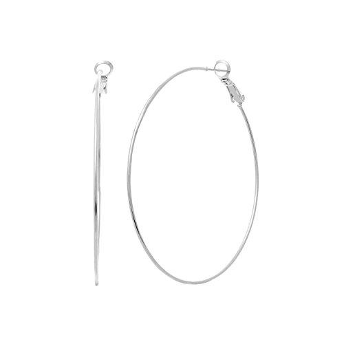 Rosemarie Collections Hypoallergenic Thin Hoop Earrings 60mm (Silver)