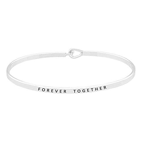 Inspirational Thin Metal Bangle Bracelet "Forever Together"