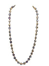 Stunning AB Gold Colored Glass Ice Cube Faceted Square Crystal Bead Knotted Endless Strand Necklace, 32"