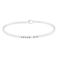 Inspirational Thin Metal Bangle Bracelet "Dream Big"