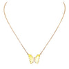 Whimsical Glass Crystal Butterfly Necklace, 15"+3" Extender (Yellow)