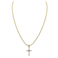 Religious Rhinestone Gold tone Cross Necklace with Anti-tarnish Protection