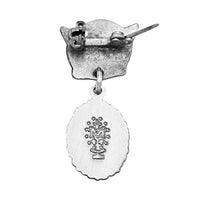 Rosemarie's Religious Gifts Sterling Silver Petite Angel Pin with Enameled Oval Miraculous Medal of Mary (Pink)