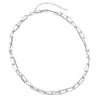 Chic Polished Interwind Double Strand Paperclip Chain Necklace, 18"+3" Extender (Silver Tone)