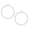 Dazzling Silver Tone Forward Facing Hoops With Premium Cubic Zirconia Crystals Hypoallergenic Post Back Earrings, 50mm