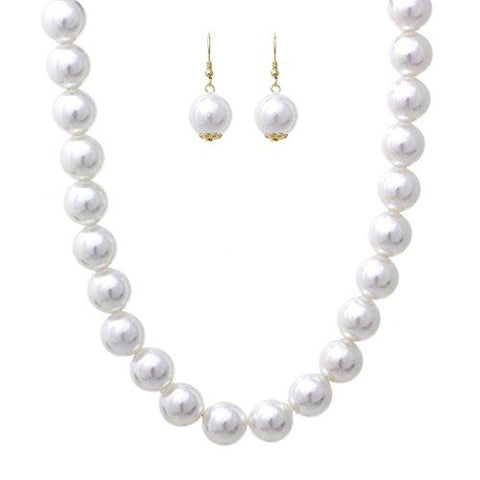 Classic Simulated Pearl Knotted Strand Necklace With Magnetic Clasp (12mm, 18", Cream)