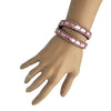 Stunning Baguette Crystal Double Wrap Magnetic Clasp Bracelet, 14.5" Light Pink