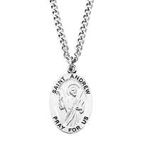 Religious Saint Medal Pendant Necklace 24" (St Andrew)