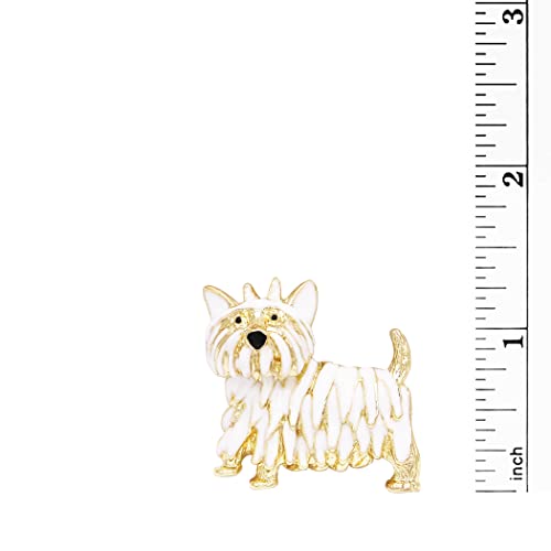 Pawsome Westie Gold Tone Enamel Puppy Dog Brooch, 1.5"