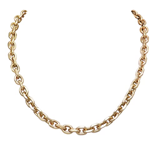 Stunning Matte Metal Chunky Cable Link Necklace Chain, 20"+3" Extender (Gold Tone)
