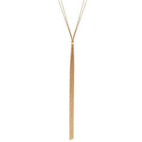 Long Metal Fringe Fashion Y Necklace (Gold Tone)