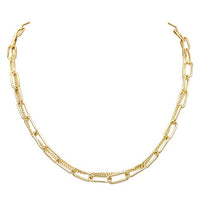 Chic Polished Interwind Double Strand Paperclip Chain Necklace, 18"+3" Extender (Gold Tone)
