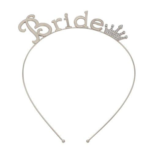 Bachelorette Party Bride With Crystal Rhinestone Crown Tiara Headband (Silver Tone)