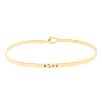 Pink Ribbon Breast Cancer Awareness Inspirational Thin Hook Bracelet, 7.25" (HOPE Gold Tone)