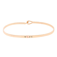 Pink Ribbon Breast Cancer Awareness Inspirational Thin Hook Bracelet, 7.25" (HOPE Rose Gold Tone)