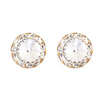 Timeless Classic Hypoallergenic Post Back Halo Earrings Made With Swarovski Crystals, 15mm-20mm (15mm, Clear Crystal Gold Tone)