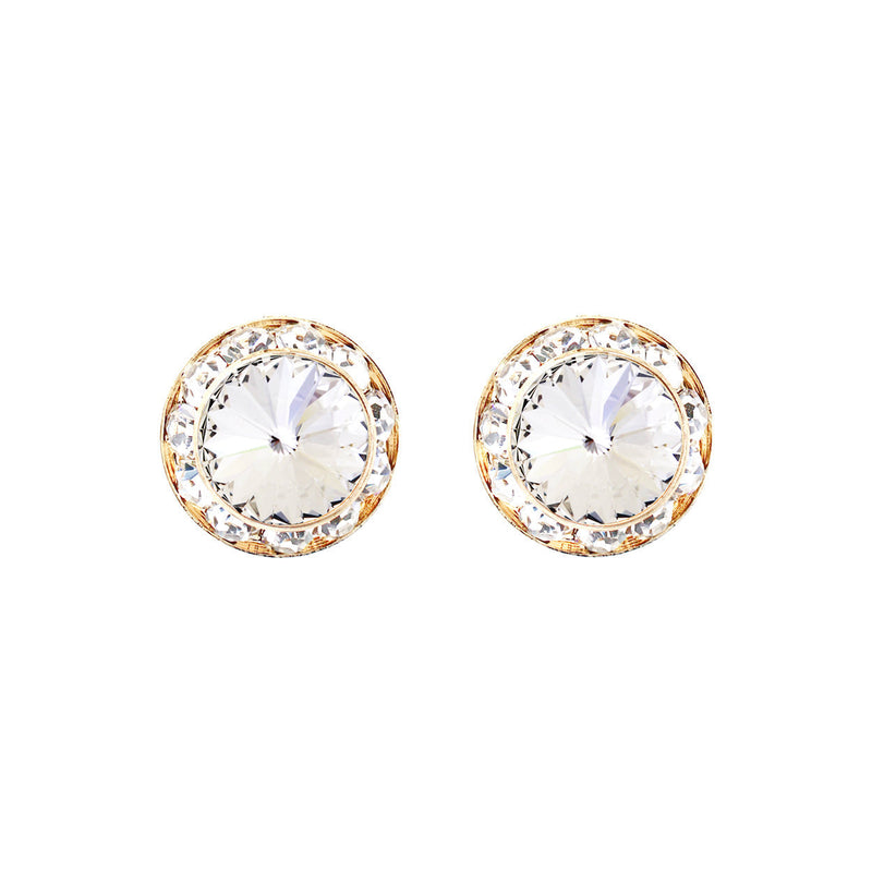 Timeless Classic Hypoallergenic Post Back Halo Earrings Made With Swarovski Crystals, 15mm-20mm (15mm, Clear Crystal Gold Tone)