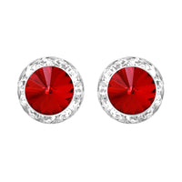 Timeless Classic Hypoallergenic Post Back Halo Earrings Made With Swarovski Crystals, 15mm-20mm (15mm, Light Siam Red Silver Tone)