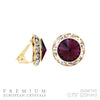 Timeless Classic Statement Clip On Earrings Made With Swarovski Crystals, 15mm-20mm (20mm, Amethyst Purple Gold Tone)