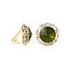 Timeless Classic Statement Clip On Earrings Made With Swarovski Crystals, 15mm-20mm (20mm, Olive Green Gold Tone)