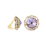 Timeless Classic Statement Clip On Earrings Made With Swarovski Crystals, 15mm-20mm (20mm, Violet Purple Gold Tone)