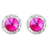 Timeless Classic Hypoallergenic Post Back Halo Earrings Made With Swarovski Crystals, 15mm-20mm (20mm, Fuchsia Pink Silver Tone)