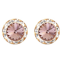 Timeless Classic Hypoallergenic Post Back Halo Earrings Made With Swarovski Crystals, 15mm-20mm (20mm, Vintage Rose Gold Tone)