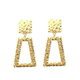 Statement Polished Metal Hammered Texture Trapezoid Hoop Clip On Earrings, 2.87