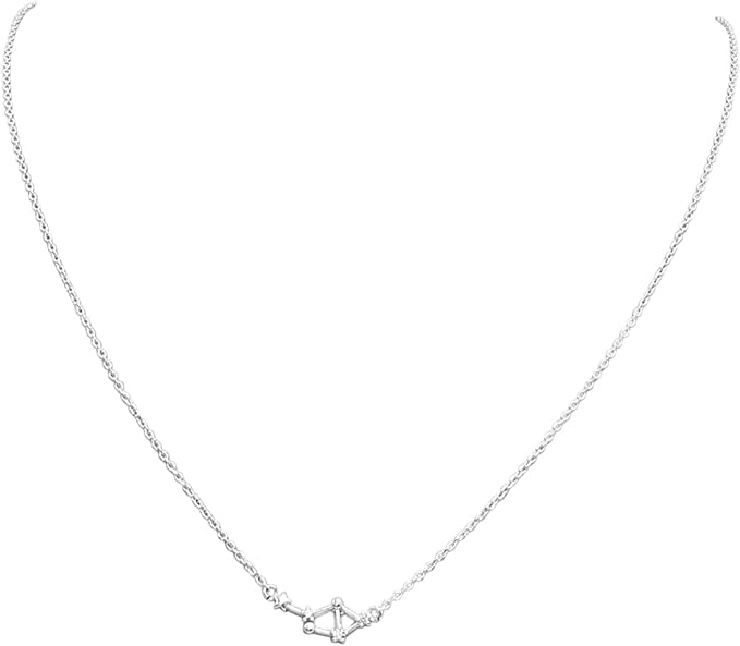 Dainty Sterling Silver Cable Chain With Zodiac Constellation Celestial Stars Astrology Pendant Necklace Gift Set, 16"+2" Extender (Libra Sept.24-Oct.22)