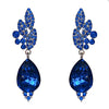 Elegant Glass Crystal Teardrop Pave Rhinestone Statement Drop Post Back Earrings, 2" (Royal Blue Crystal Silver Tone)