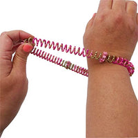 Bohemian Chic Pink Seed Bead And Howlite Stone Flexible Wire Coil Stretch Bracelet, 6.5"