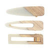 Set Of 3 Fabulous Fun Wood And Lucite Alligator Hair Clips (Off White)