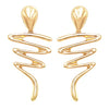 Unique Polished Metal Ribbon Scroll Metal Dangle Clip On Style Earrings, 3" (Polished Gold Tone)