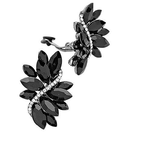 Crystal Cluster Statement Clip On Earrings (Hematite Black Crystal)